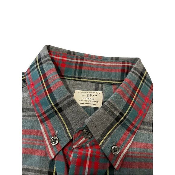 NWT J.Crew Men's Dress Shirt Gray Red Plaid Heathered 2-Ply Cotton Size XS - Picture 7 of 9